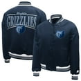 thumbnail image 3 of Women's Starter  Navy Memphis Grizzlies Arch Stripe Full-Snap Satin Varsity Jacket, 3 of 3