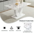 thumbnail image 4 of 63" Modern Rectangle Faux Marble Dining Table Room Sets for 6,Dining Table with 6 Velvet Dining Chairs,White Table and 6 Blue Chairs with Silver Leg, 4 of 7