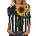 thumbnail image 2 of Mode Femmes Impression Casual V-Cou Manches Courtes T-shirt Tops Floral Print Femmes Tops Gradient Couleur Femmes Tops, 2 of 4