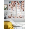 thumbnail image 3 of Fall Orange Blue Leaf Sheer Curtains 2 Panels Set Farmhouse Leaves Sheer Window Curtains Light Filtering Rod Pocket Voile Drapes for Bedroom Living Room 52"x63", 3 of 8