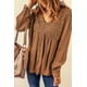 thumbnail image 4 of ABPHQTO Top tipo babydoll con cuello de pico y botones de croché de encaje marrón para mujer, 4 of 5