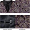 thumbnail image 5 of Chaleco de lujo de Jacquard de seda de Cachemira de oro púrpura para hombre, conjunto de corbata, chaleco azul marino Borgoña, corbata, gemelos y pañuelo para hombre, 5 of 5