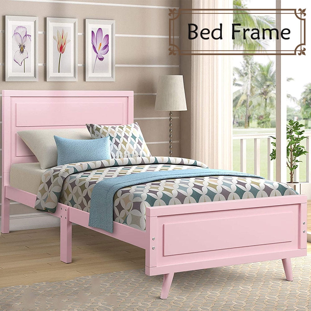 Topcobe Wood Platform Bed Frame for Kids, with Headboard and Wood Slat