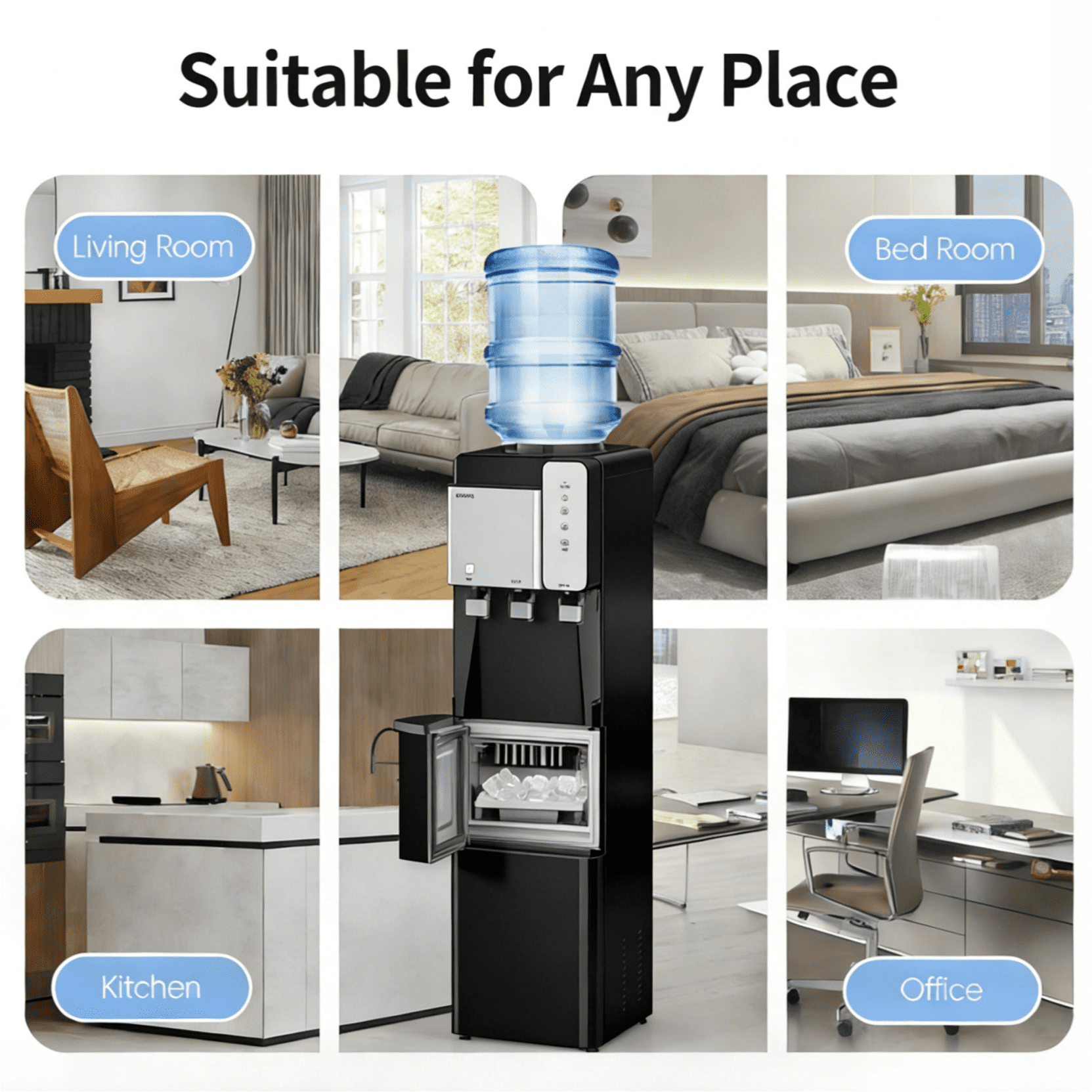 SOOPYK Water Cooler Plastic Hot, Cold & Room Temperature 5 Gallon Top Loading Water Cooler
