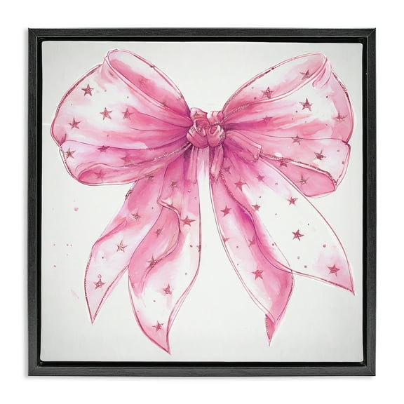 Stupell Industries Fabulous Pink Bow Fashion Painting Black Floater Framed Canvas Art Print Wall Art, 18 x 18