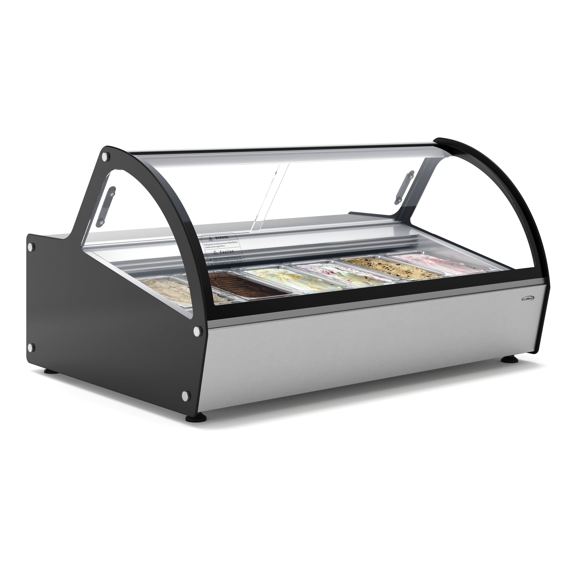 46 in. Countertop Gelato Display Case with 6 Pans and Built-in Glass Sneeze Guard in Stainless-Steel (KM-CGD6P)