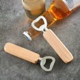 thumbnail image 5 of Paquete de 6 abridores de botellas, abridor de botellas de acero inoxidable, abridor de cerveza con mango de madera, abridor de botellas personalizado para cocina, bar, camping (color madera JFHHH pequeña, 5 of 5
