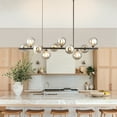 thumbnail image 4 of Lzawvm Linear Chandelier 10-Light Dining Room Light Fixture with Smokey Grey Globe Kitchen Island Lighting Over Table for Living Room Sputnik Black, 4 of 14