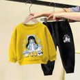 thumbnail image 6 of 7-8T Boys Girl Clothes Set Crewneck Sweatshirt Long Sleeve Tops + Jogger Pants Fall Winter Outfits 3T 4T 5T 6T 7T 8T 9T 10T Kids Yellow Outfits, 6 of 7