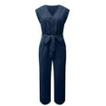 thumbnail image 4 of Womens Rompers for Summer Sleeveless V Neck Cropped Lace Up Jumpsuit, 4 of 4