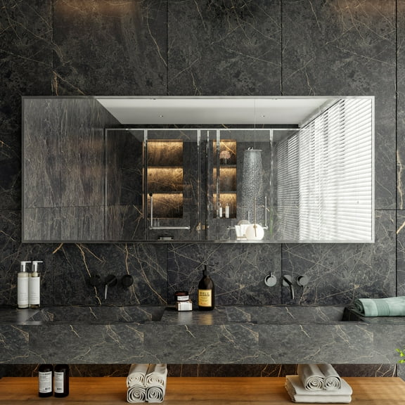 Eviva Sax 72 in. Polished Chrome Framed Bathroom Wall Mirror