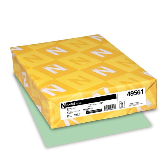 Neenah Exact Index Cardstock, 110 lb, 8.5 x 11 Inches, 250 Sheets, Green