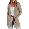 thumbnail image 5 of Women's Long Sleeve Cardigan Open Front Knit Sweaters Solid Soft Casual Loose Outerwear Coats with Pockets, 5 of 9