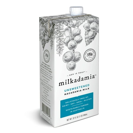 (2 pack) Milkadamia Unsweetened Macadamia Milk, 32 fl oz