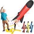 thumbnail image 1 of Lanzacohetes de juguete para niños: dispara hasta 100 pies, 8 cohetes de espuma de colores y soporte de lanzamiento resistente con plataforma de lanzamiento para pies, divertido juguete, 1 of 8