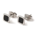 thumbnail image 2 of 304 Stainless Steel Square Stud Earrings with Ename Stainless Steel Color 6x6mm, 2 of 2