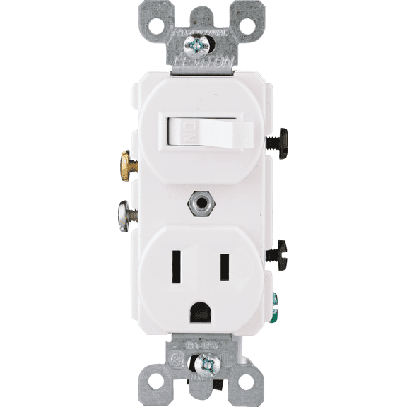 Leviton 15A Duplex Receptacle in White — UL Listed for US Residential Electrical Code Compliance, Drop-in NEC-Standard Wiring