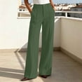 thumbnail image 7 of Htigea Women's Dress Pants Button High Waisted Work Trousers Solid Color Straight Leg Business Pant with Pockets Army Green S, 7 of 7