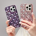 thumbnail image 3 of Chrome Case for Women/Girls, Sparkling Classic Plaid Hearts Creative Phone Case Compatible with iPhone 13 Pro Max, Black, 3 of 8