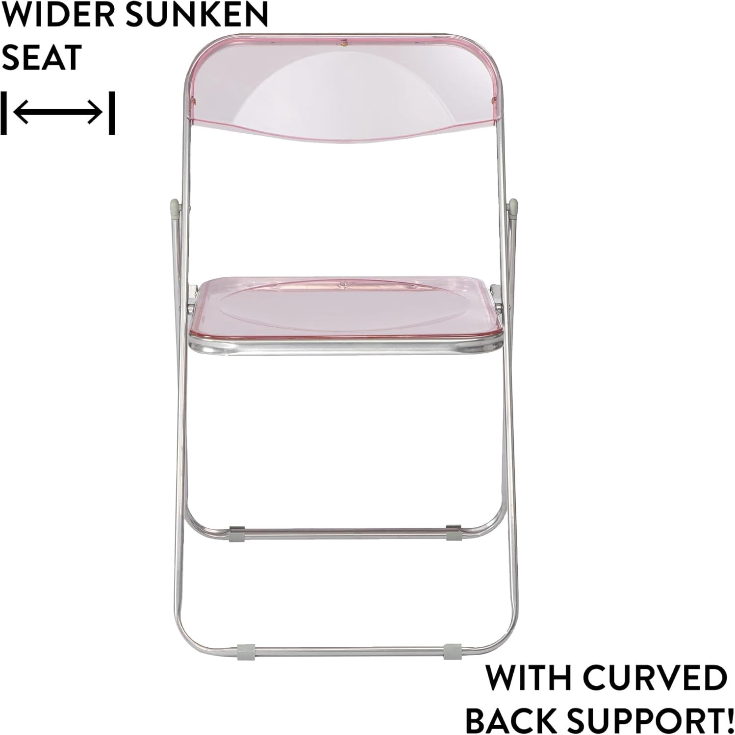 Urban Shop Transparent Acrylic Modern Folding Chair with Chrome Frame, Blush