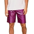 thumbnail image 5 of INSPIRE CHIC Shiny Shorts for Men's Metallic Drawstring Nightclub Disco Glitter Party Plaid Short Pants 36 Rose Red, 5 of 5
