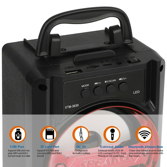 High Quality Portable Bluetooth Speakers Subwoofer Wireless Outdoor Indoor Speaker for Party,Red