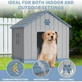 thumbnail image 4 of 38-Inch Pointed Wood-Look Dog House, Sturdy Outdoor Shelter with Paw Print & Windows for Large Dogs, 4 of 7