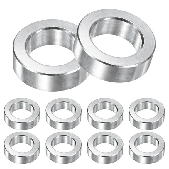 Uxcell 10-Pack M10 Aluminum Spacers 10.2mm/ ID x 16mm/ OD x 5mm/ L Round  Metal Spacer for Screws Bolts