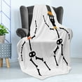 thumbnail image 4 of Skeleton Soft Flannel Fleece Throw Blanket, Dancing Halloween Fun with Hat and Bowties, Cozy Plush for Indoor and Outdoor Use, 50" x 60", Redbrown Caramel, by Ambesonne, 4 of 5