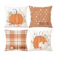 thumbnail image 2 of 4 Piece Fall Harvest Decorations Pillow Covers, 17.71x17.71-Inch Rustic Teal Pumpkin with Buffalo Check Bow Print Cushion Cases for Thanksgiving Sofa & Living Room C, 2 of 6