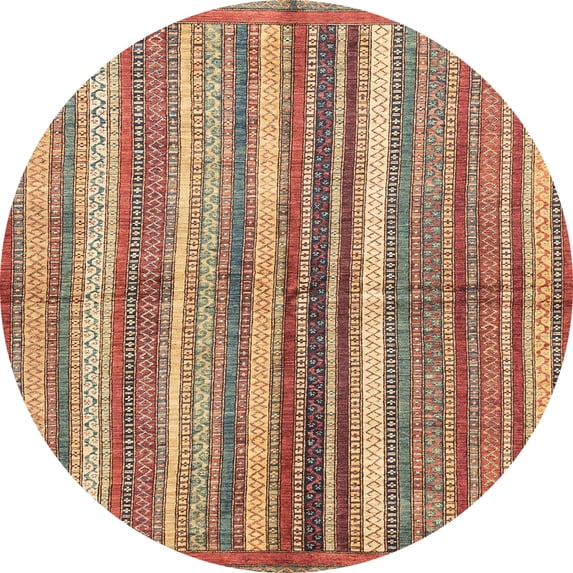 Ahgly Company Indoor Round Abstract Fire Brick Red Abstract Area Rugs, 3' Round