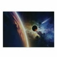 thumbnail image 1 of Outer Space Cutting Board, Comet Approaches Vibrant Planet Scientific Realities in Solar System World Scene, Decorative Tempered Glass Cutting and Serving Board, Small Size, Red Blue, by Ambesonne, 1 of 1