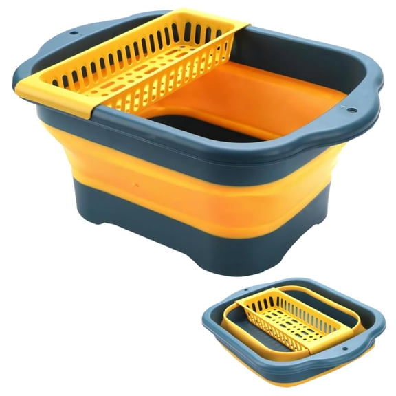 DNZPFU Collapsible Bucket Portable Camping Sink, Dish Basin Colander for Kitchen 2.9 Gallon (11L)