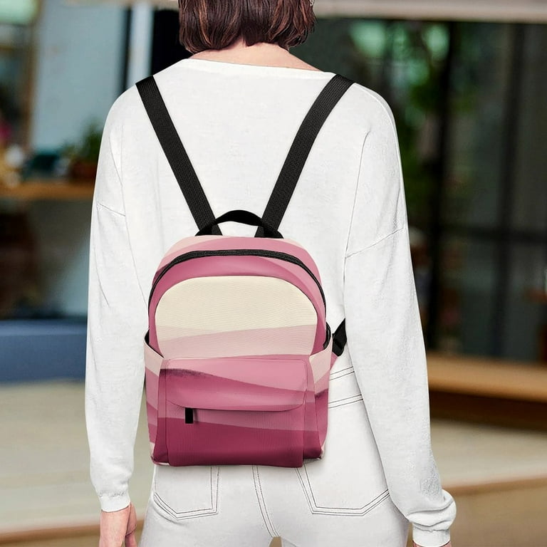 Casual Backpack Light Pink Leather Mini Backpack Mini Backpacks