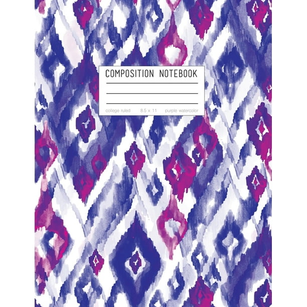 Composition Notebook College Ruled, 8.5 x 11, Purple Watercolor Soft Cover, 110 Pages