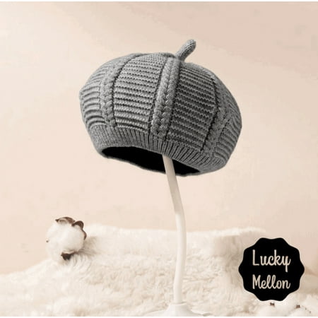 

Gray Wool Baby Beret Hat