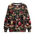 thumbnail image 4 of SCRAWLGOD Christmas Day Womens Round Neck Sweatshirts with Pockets Long Sleeve Trendy Pullover Casual Comfy Drop Shoulder Loose Fit Tops Clothes, Ornament Ball Candle Book Snowflake Black, XL, 4 of 6