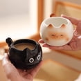 thumbnail image 2 of Taza de café de cerámica de 210 ml con diseño de gato y asa de cola. Apta para microondas y lavavajillas. Regalo de cumpleaños para amantes de los gatos., 2 of 8