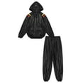 thumbnail image 3 of MSemis Men's Sauna Suits Two Piece Hooded Long Sleeve Sweat Top and Pants Workout Tracksuit Type A Black XL, 3 of 7