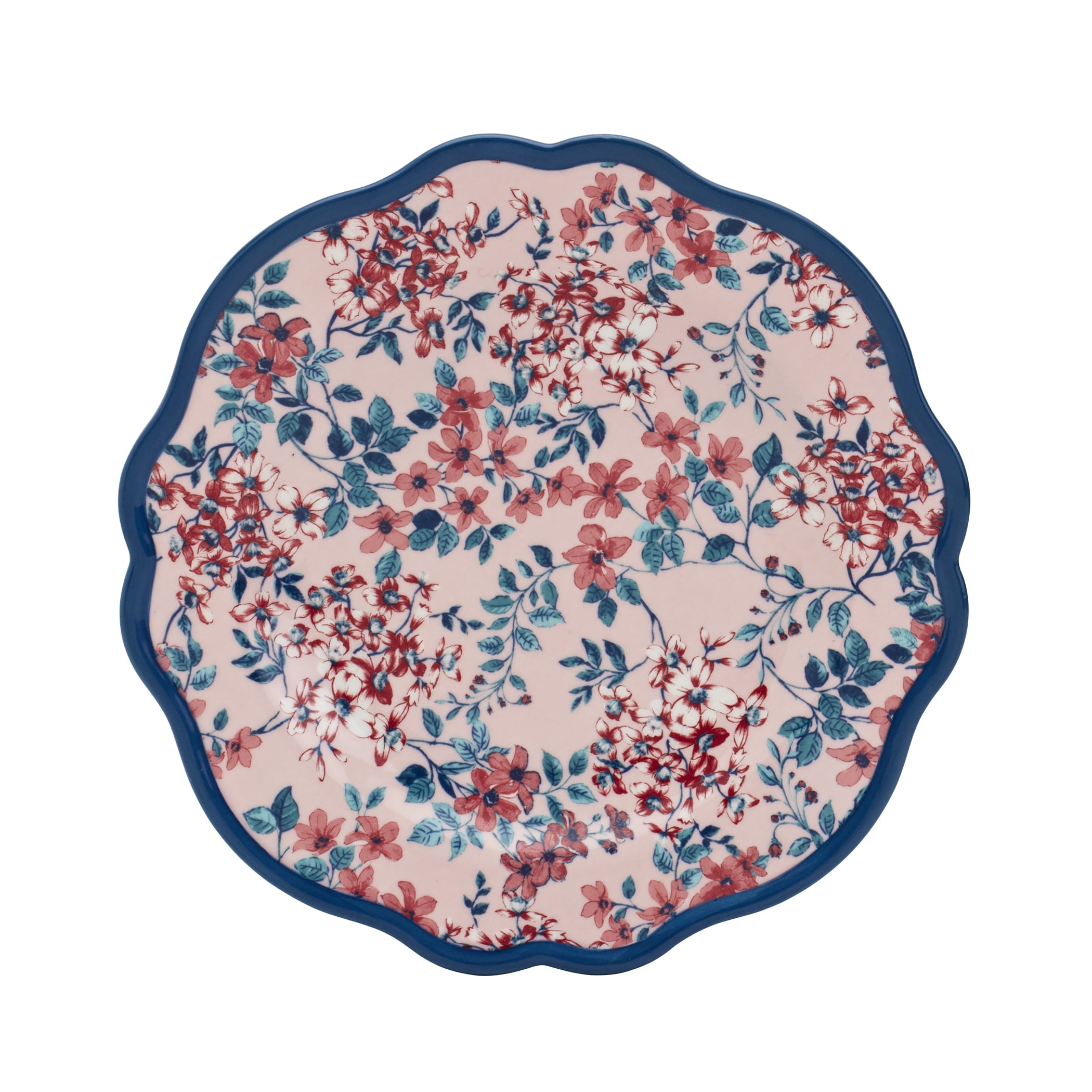 (2 pack) The Pioneer Woman Pretty Posies 8.75" Salad Plate - Blue Floral Stoneware