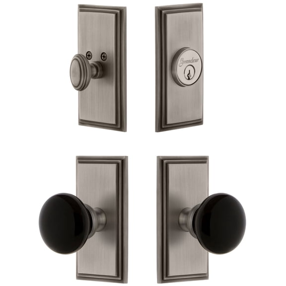 Grandeur Carre Plate Single Cylinder Knob Combo Pack with Coventry Knob and matching Deadbolt