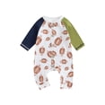 thumbnail image 1 of Honganda  0-12 Months Baby Boy Button Romper Rugby Print Contrast Color Long Sleeve Jumpsuit for Infant Toddler Fall Clothes, 1 of 8