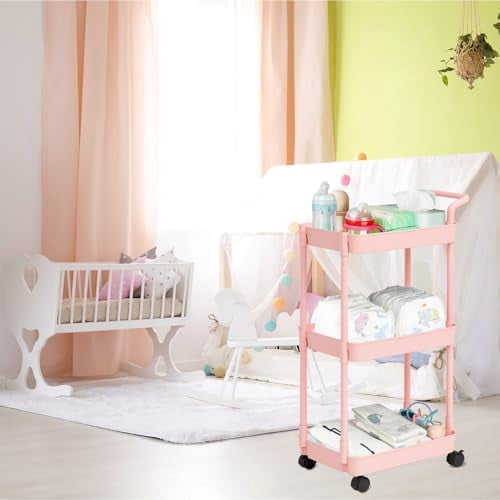Plastic Diaper Organizer for Nursery Essentials, Baby Organizers and Storage, Pink