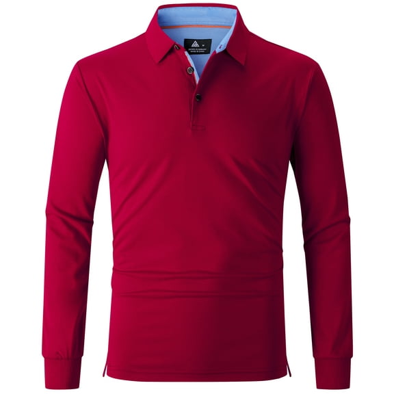 Geeksport Men's Sports Long Sleeve Solid Causal Polo Shirts