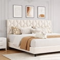 thumbnail image 2 of TEQIN Bed Frame with Upholstered Wingback Headboard,Heavy-Duty Platform Bed Frame, Wooden Slat Support No Box Spring Needed,, Easy Assemnly, 2 of 6