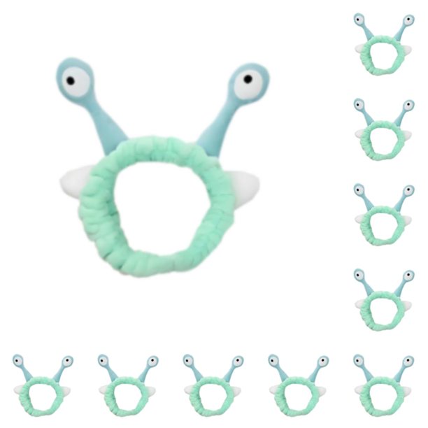 Sonducket Diadema de felpa resistente y duradera para orejas de ojos de caracol Diadema ligera y adorable para lavarse la cara verde claro verde claro 10piezas