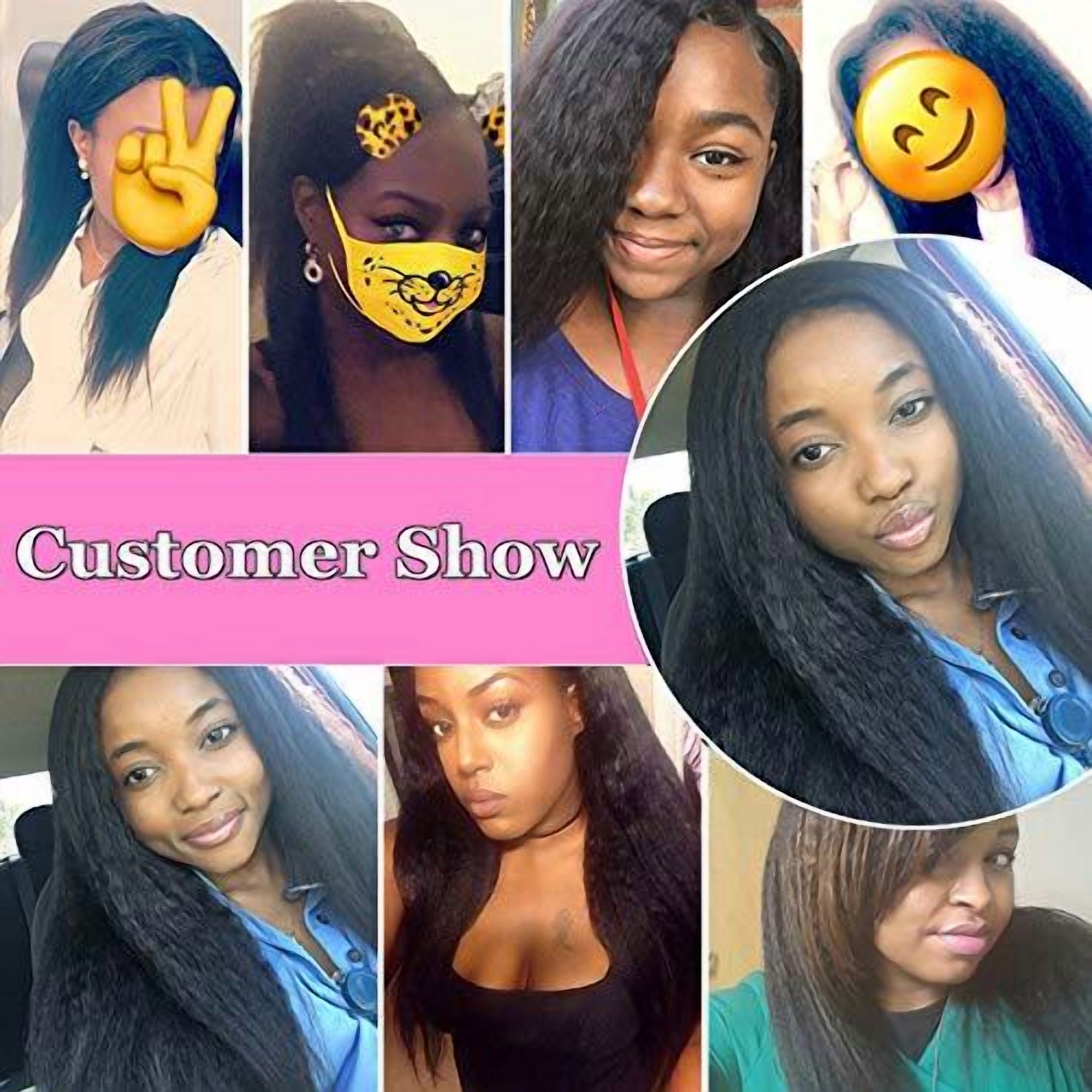 Kinky Straight Human Hair 3 Bundles With Closure Free Part Natural Black(22 24 26with 20)