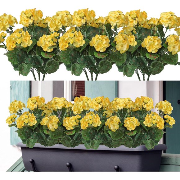 Fake Flowers &#;Artificial Geranium Silk Flower Outdoor Garden Plants Bush Faux Flowers for Home Wedding Kitchen Table Centerpieces Decor ( )