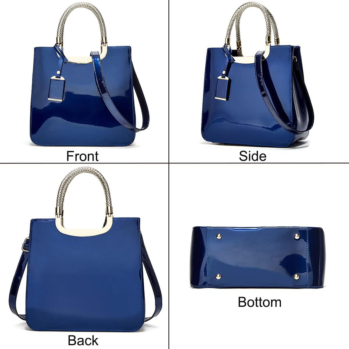 ShengRui Glossy Patent Leather Women Handbag Shiny Shoulder Bag Evening Purse Style Top-Handle Bag Crossbody Satchel Party