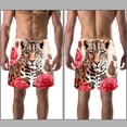 thumbnail image 3 of luoweisi Men's Beach Shorts Quick Dry Swim Trunks with Mesh Lining Rose and Leopard L, 3 of 5